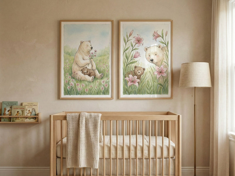 Bear prints above a crib