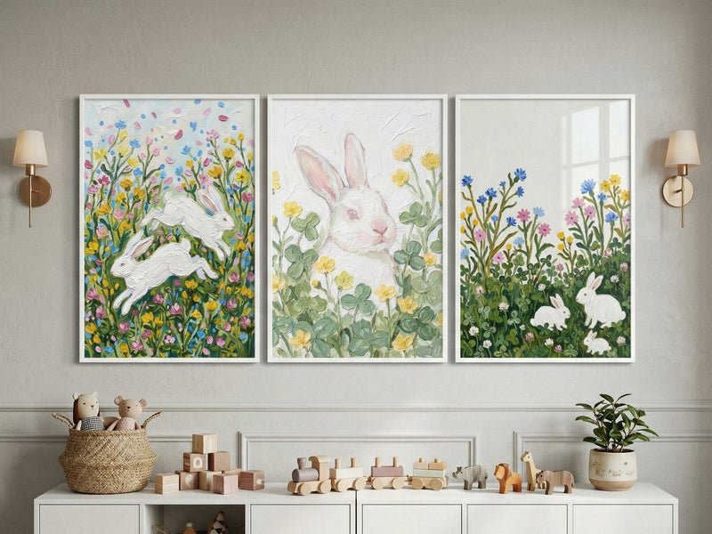 Bunnies in a flower meadow