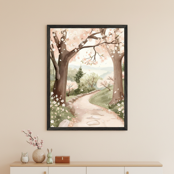 Woodland Adventure Path Wall Art for Nursery, Playroom or Kids Bedrooms - Spring Blossom Design - Petal Trail