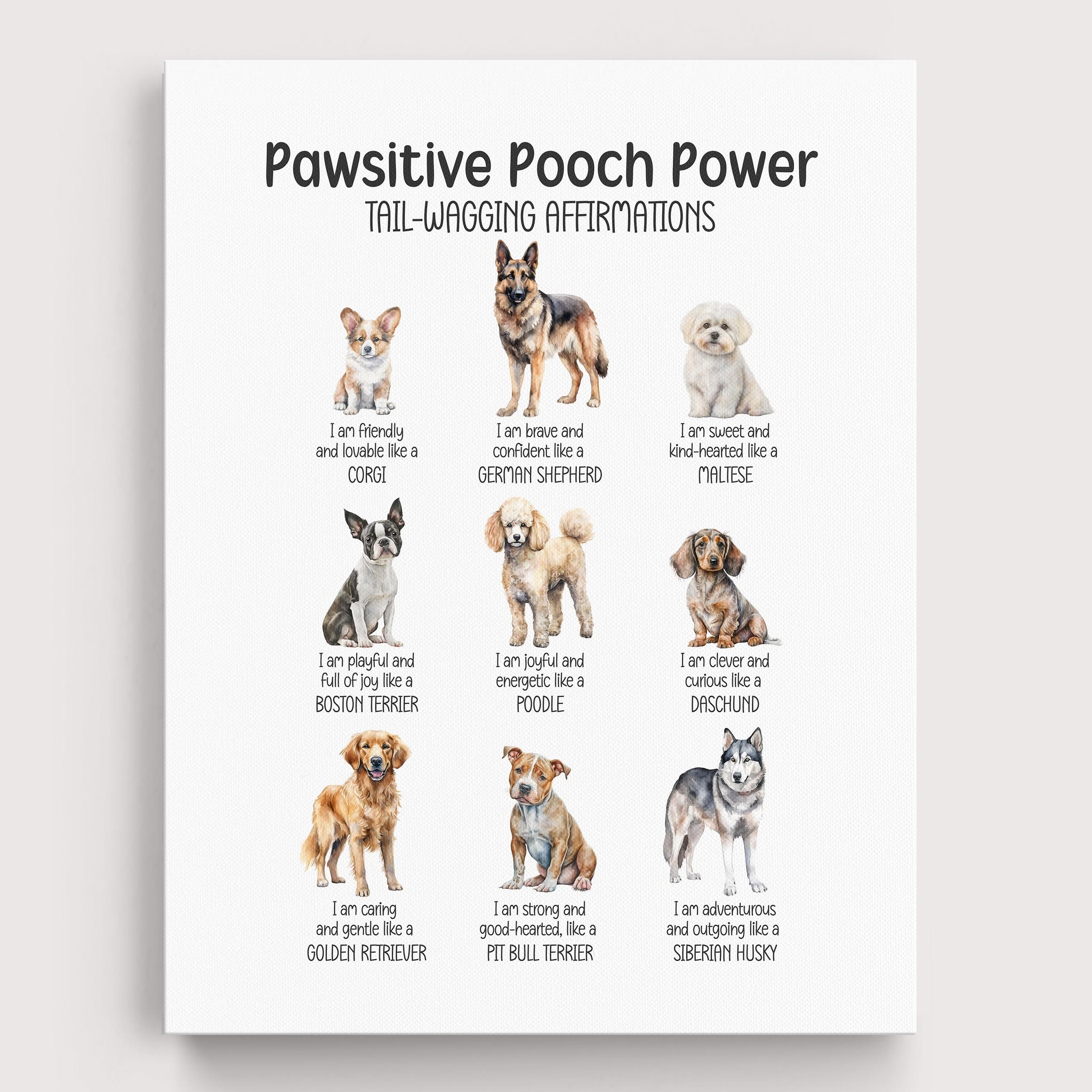Positive Affirmations Dogs Wall Art