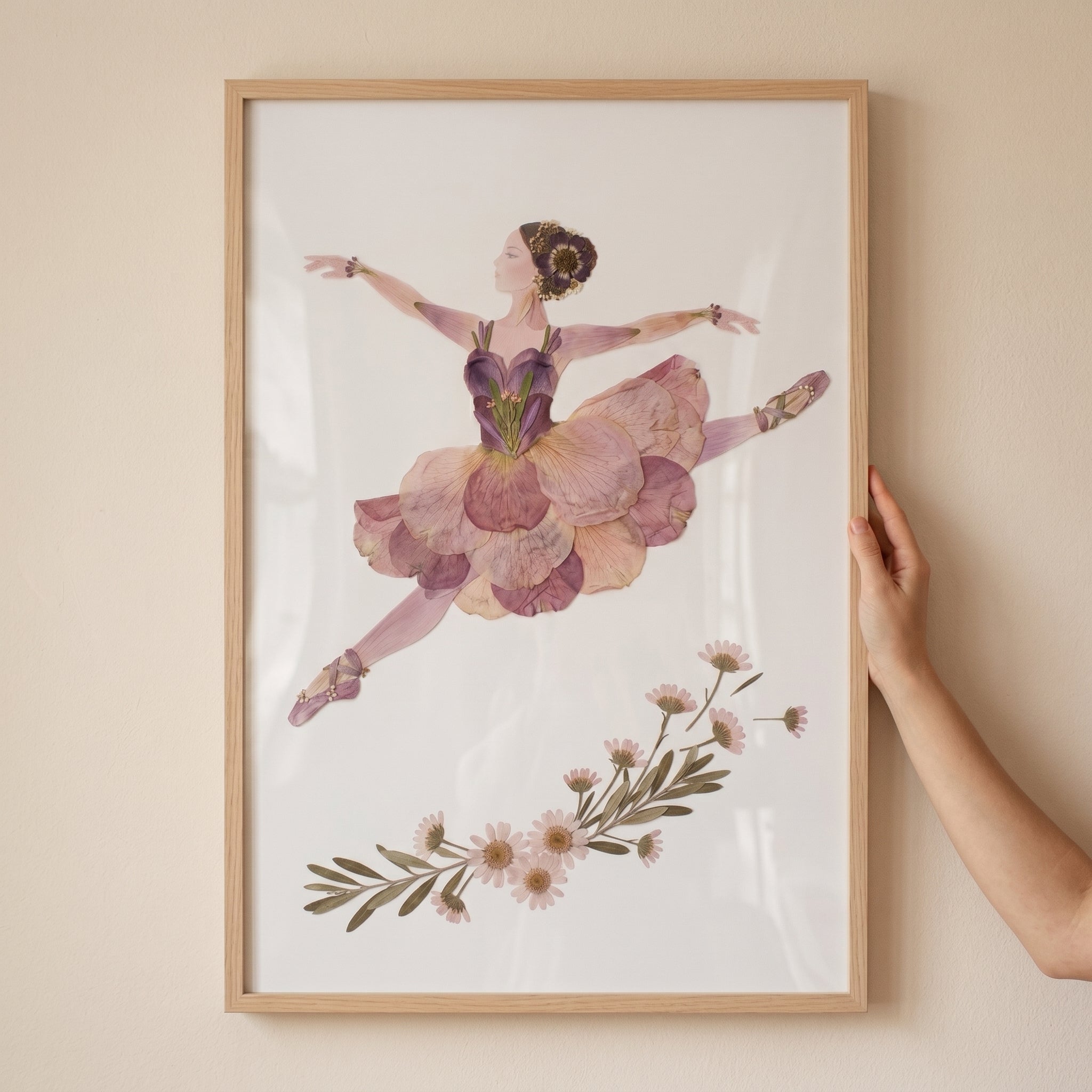 Pink Petal Jumping Ballerina Wall Art Decor Print