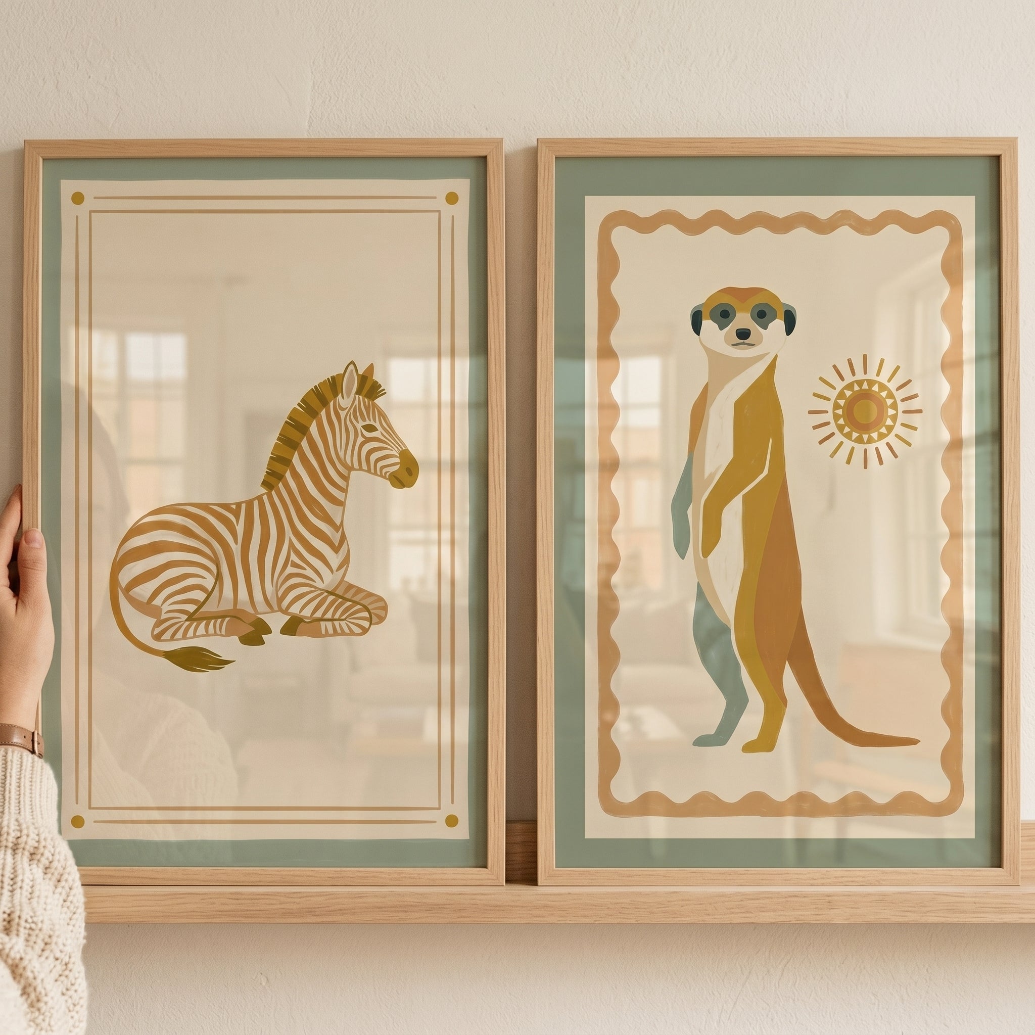 Sophisticated Muted Safari Animal Wall Art - Set of 2