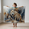 Wolf personalized blanket for newborn and kids - Winter Wolves