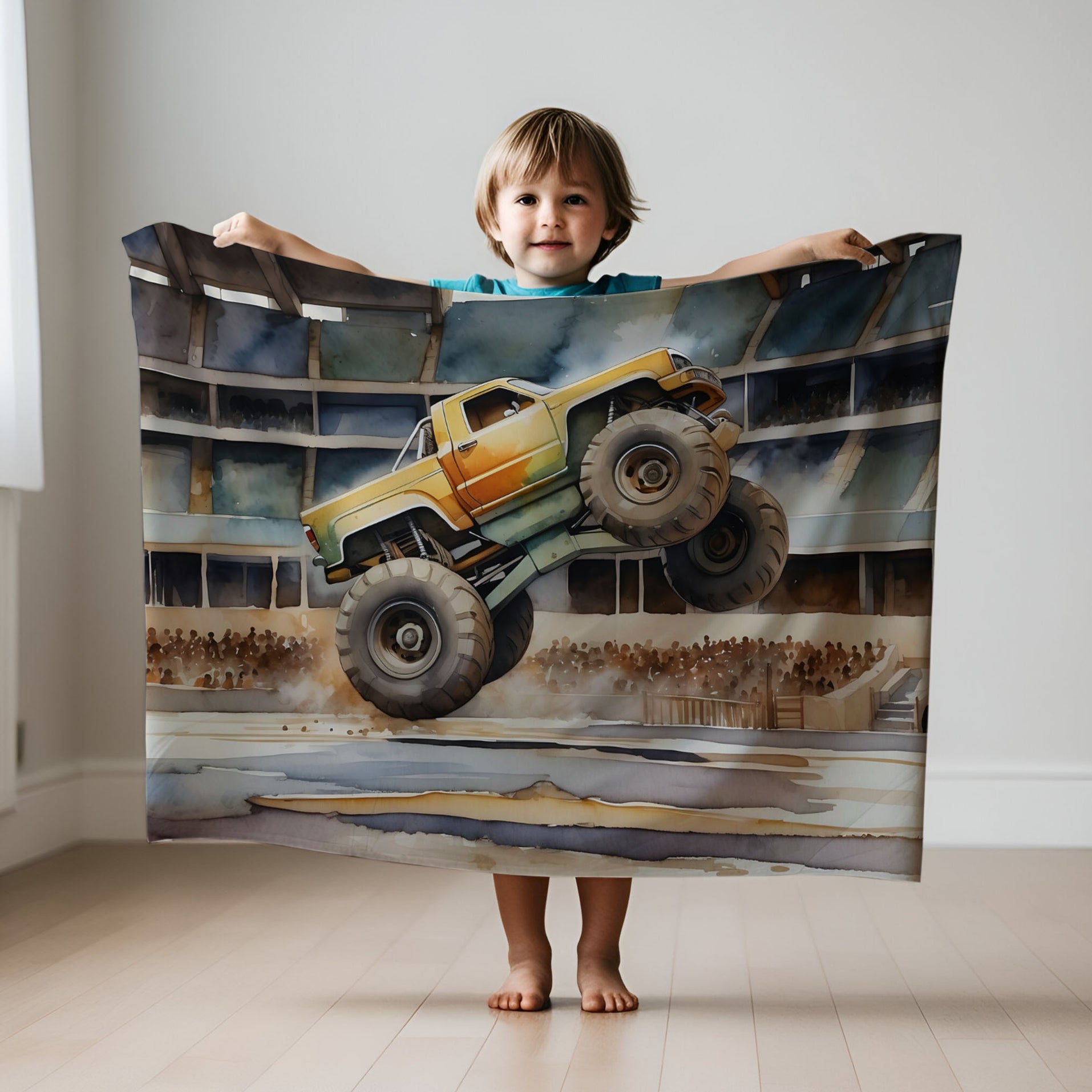 Monster Truck personalized blanket for newborn and kids - Leapin' Legend