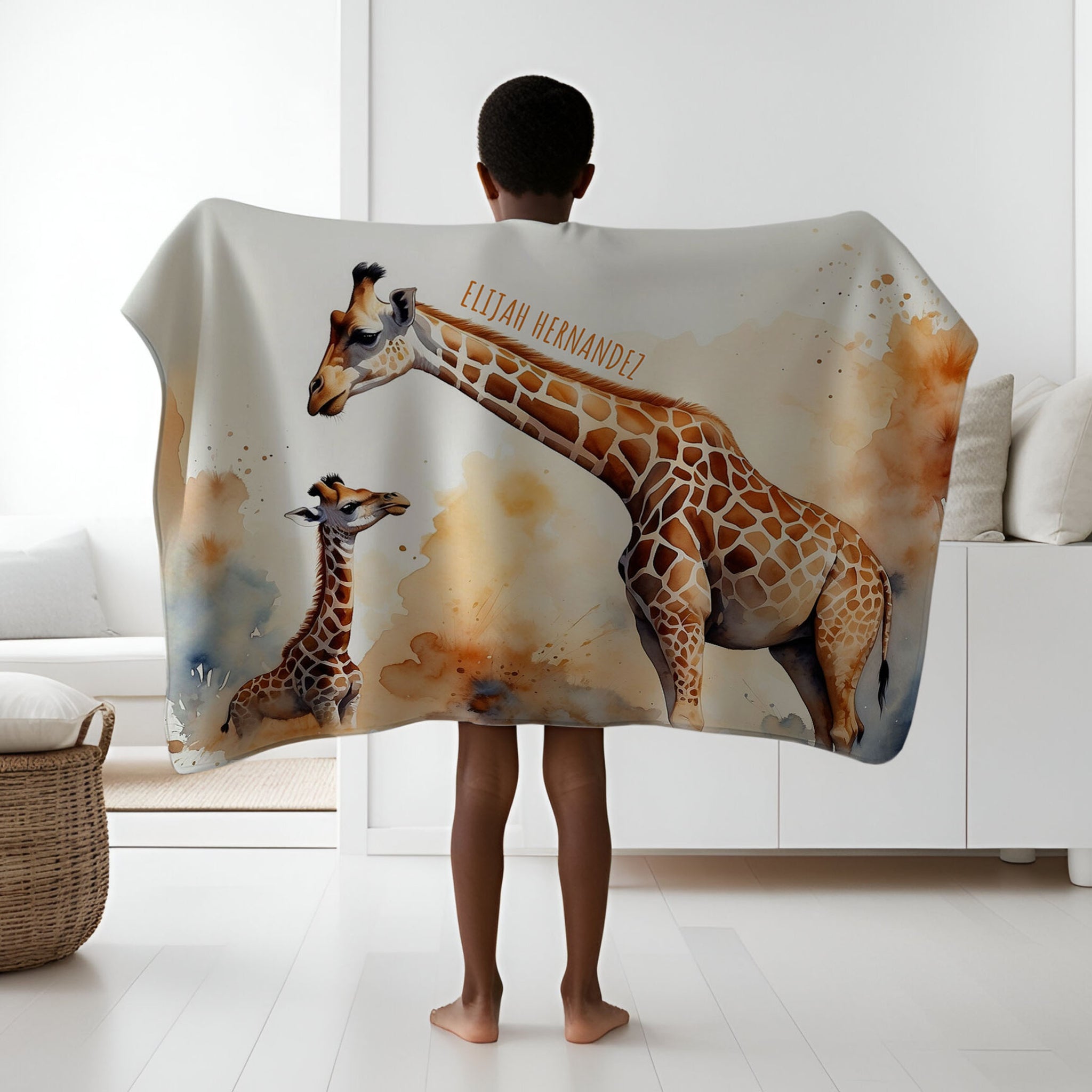 Giraffe personalized blanket for newborn and kids - Savannah Smiles