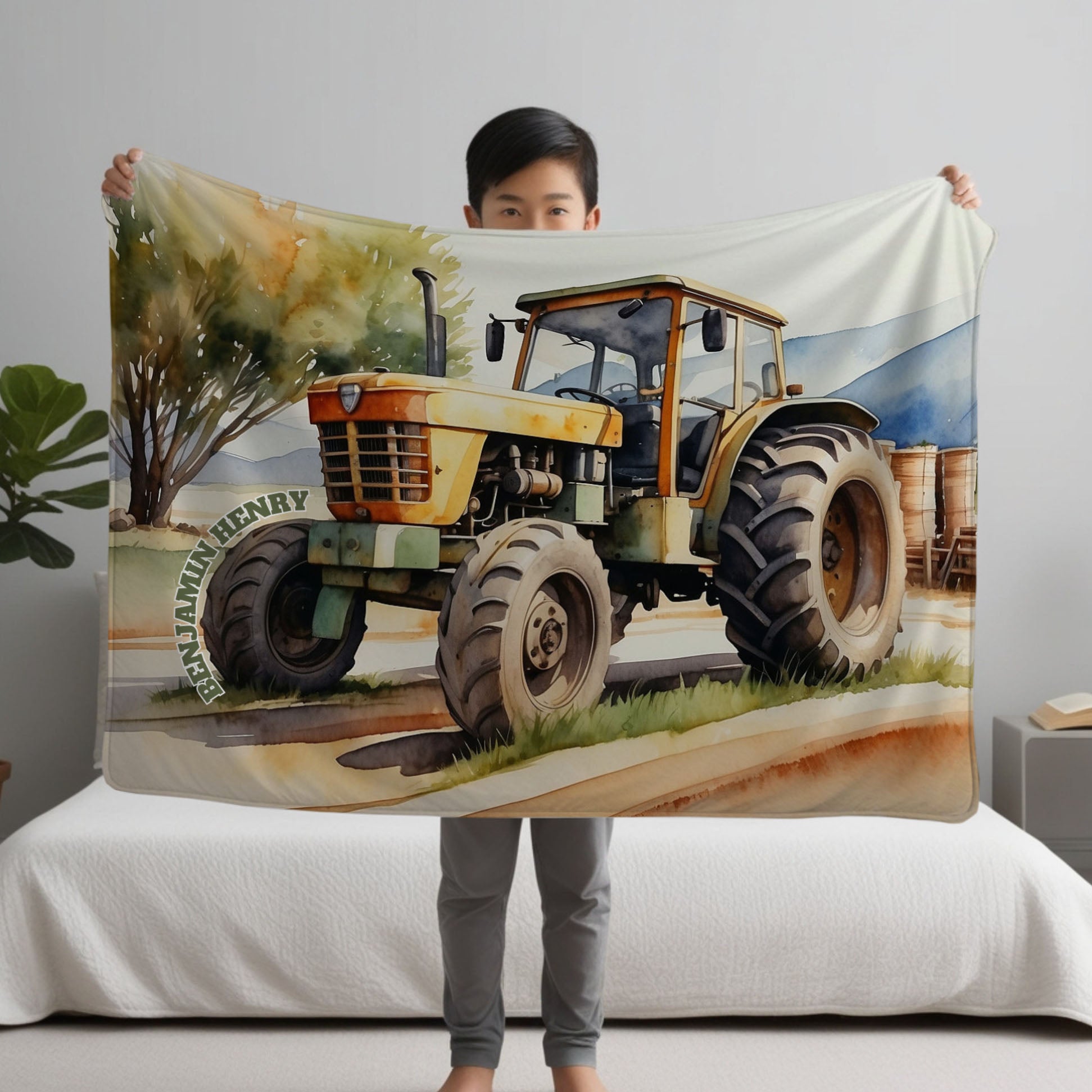 Construction personalized children's blankets - Farmstead Flier