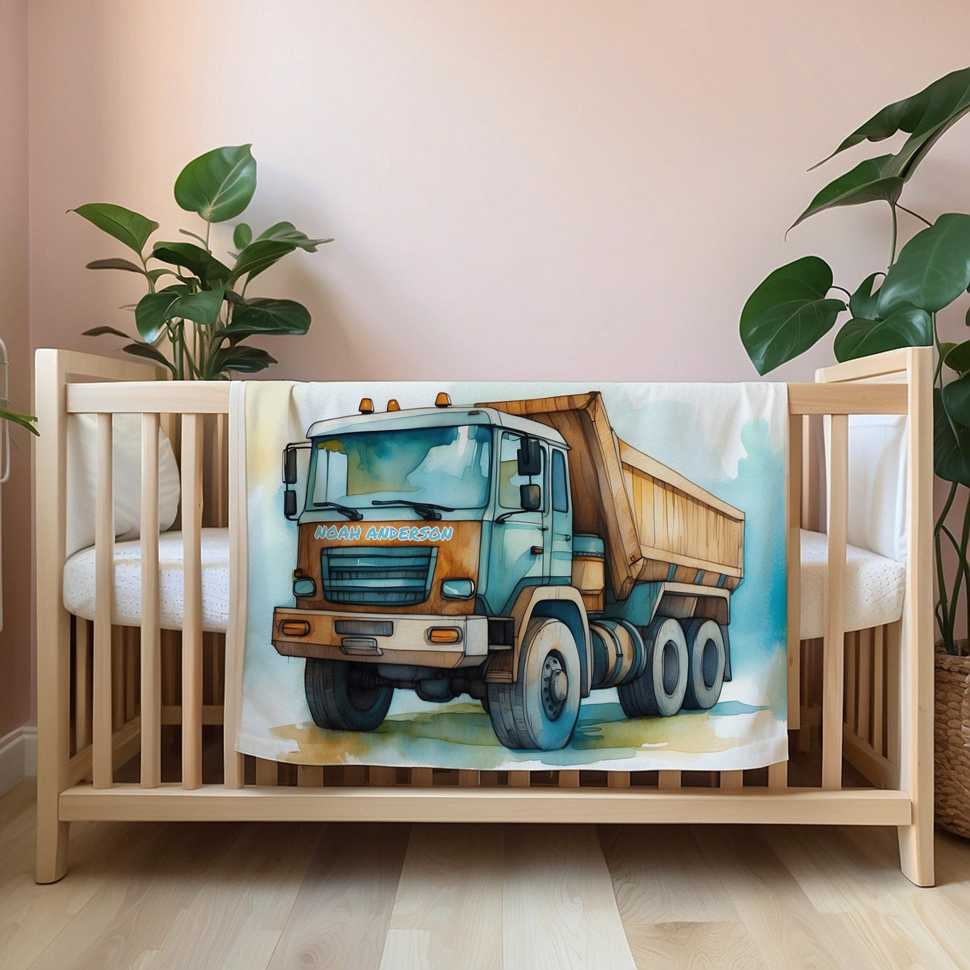 Construction personalized name blankets - Dump Truck Delight