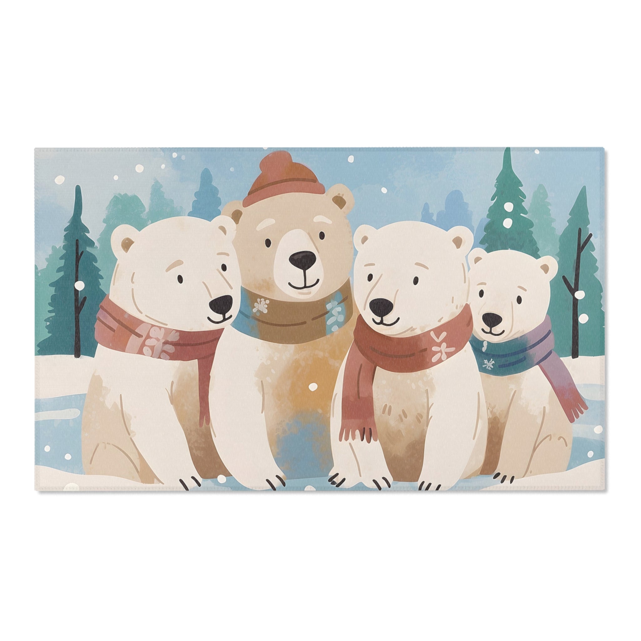 Kids and Nursery Polar Bear Area Rug - Bear Huddle