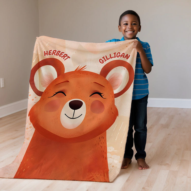 Bear personalized blankets for kids and babies - Teddy Joy