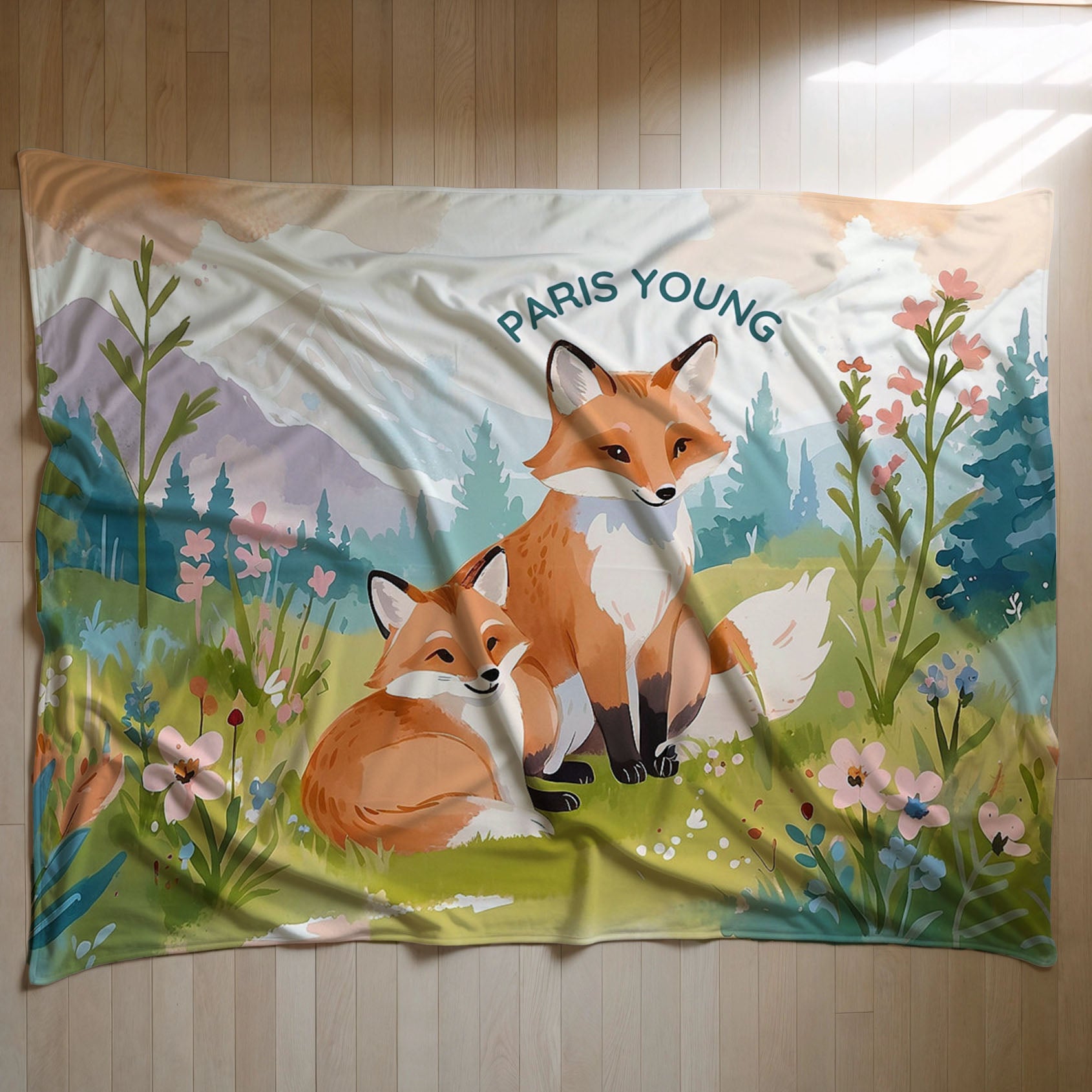 Fox personalized blankets for kids and babies - Meadow Mischief