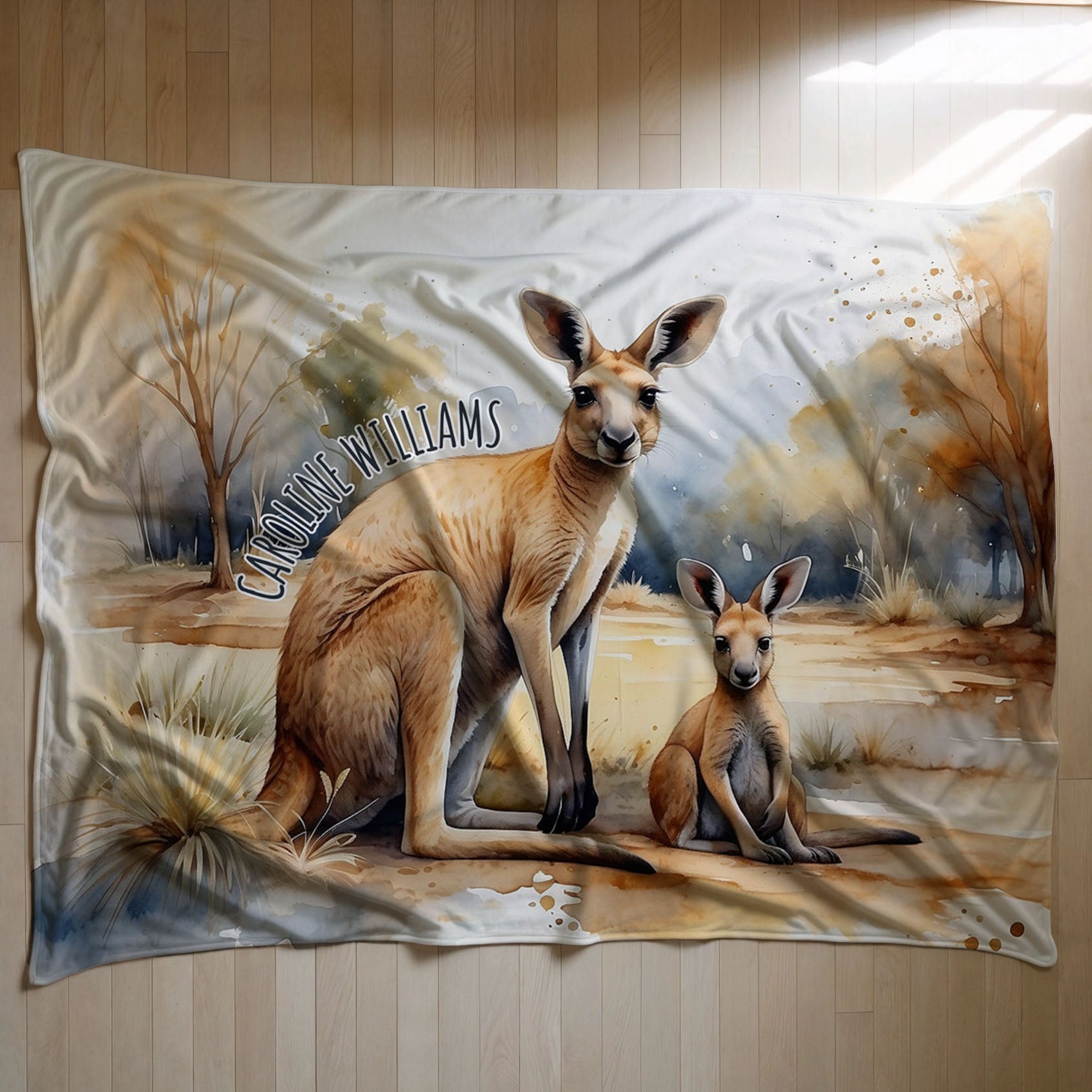 Kangaroo personalized blanket for newborn and kids - Bouncing Buddies