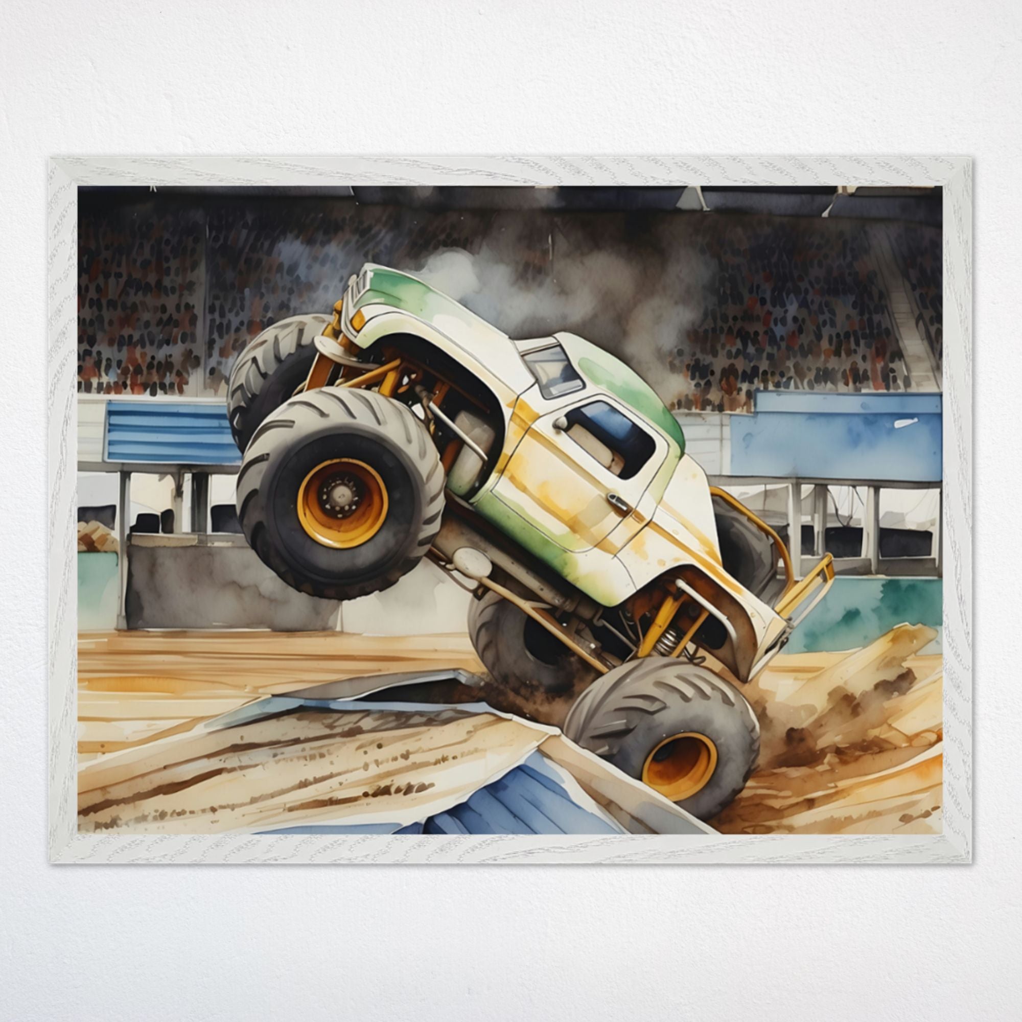 Monster Truck Wall Art for Kids and Baby Rooms - Mighty Mud Hero