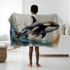 Whale personalized blankets for kids and babies - Orca Joy