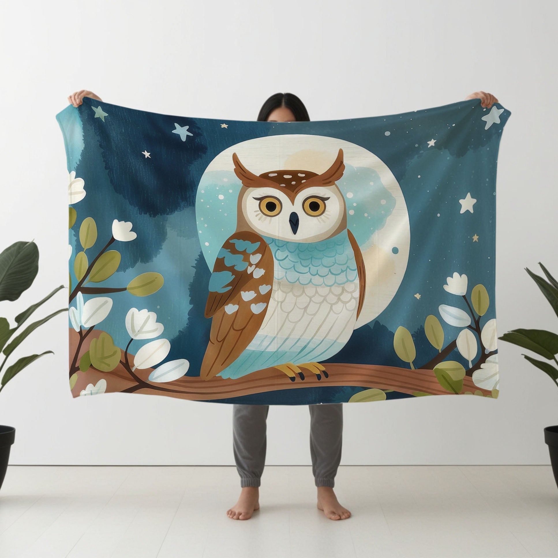 Owl personalized blanket for newborn and kids - Whimsical Nightguard