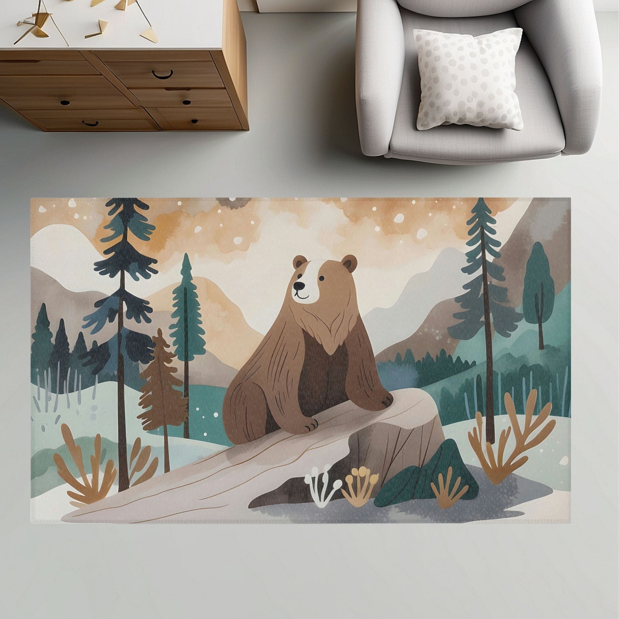 Bear Rug for Nursery and Kids Rooms - Bear-y Chill