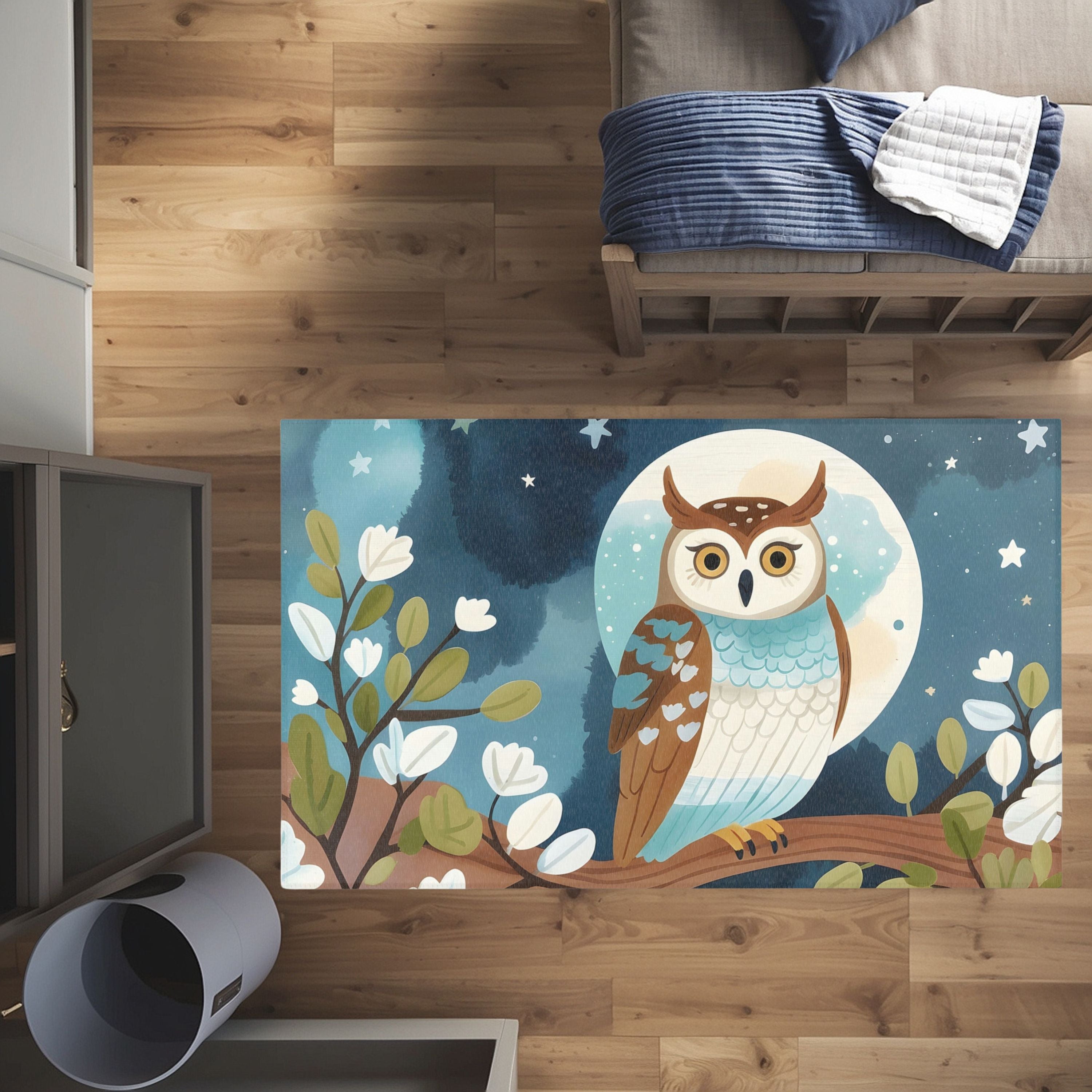 Owl Rug for Kids and Nursery Rooms - Whimsical Nightguard