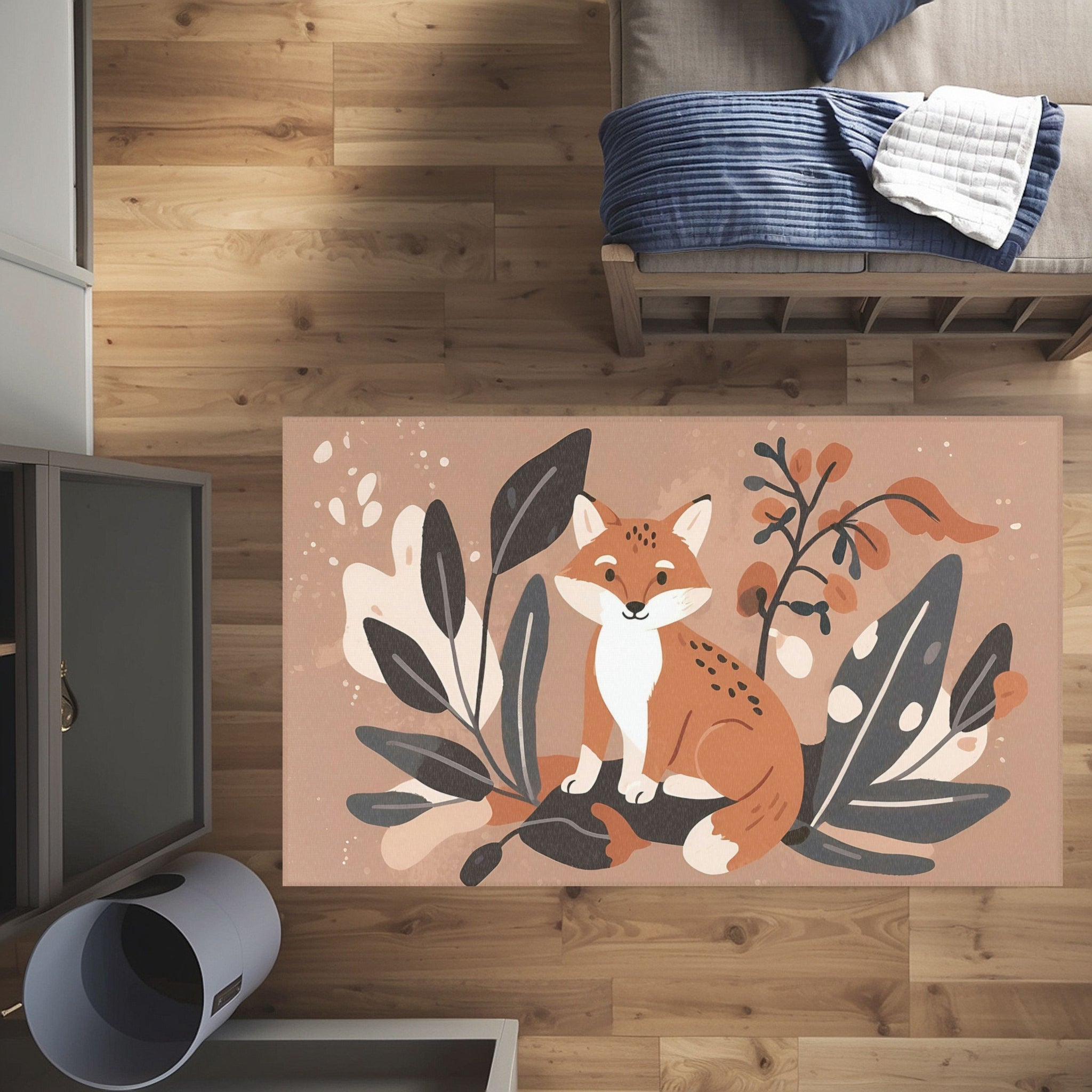 Fox Area Rug for Nursery and Kids Rooms - Fox in Bloom