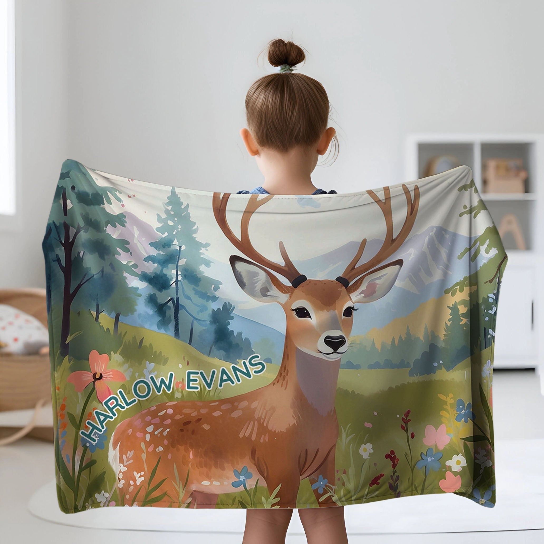 Forest personalized name blankets - Antlered Beauty