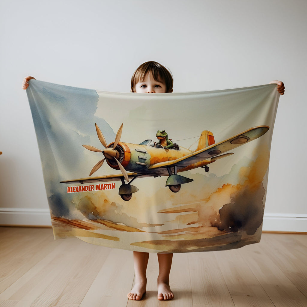 Airplane personalized blankets for kids and babies - Sky-High Rex