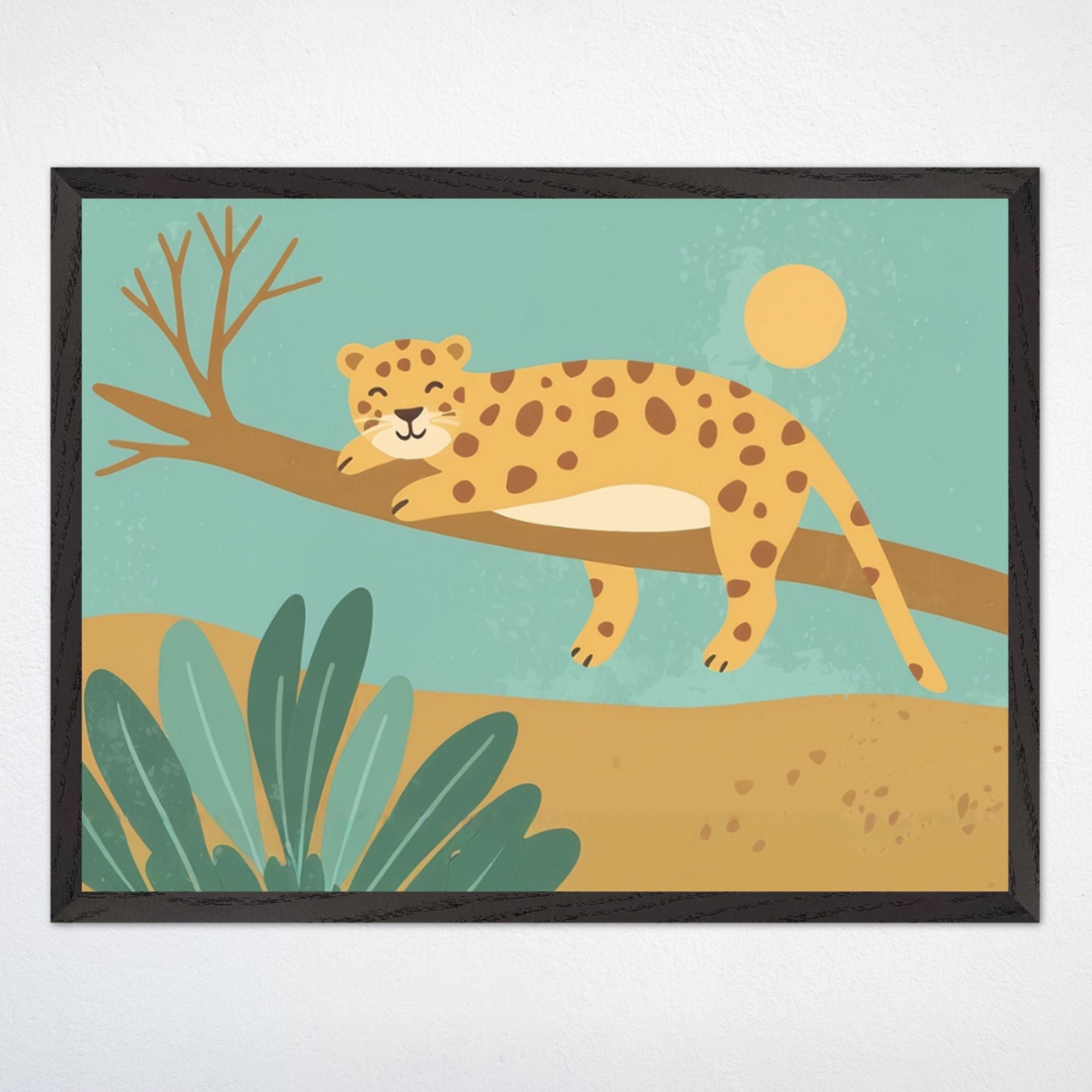 Leopard Wall Art for Playroom and Kids Rooms - Lazy Leopard Lounging