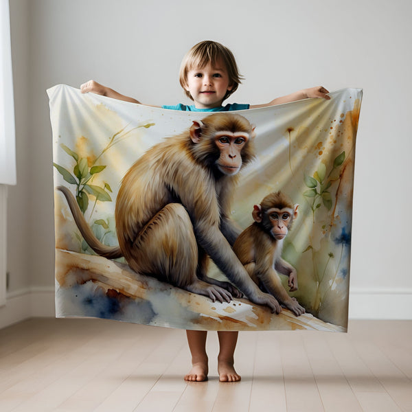 Monkey personalized blanket for newborn and kids - Monkey Mischief