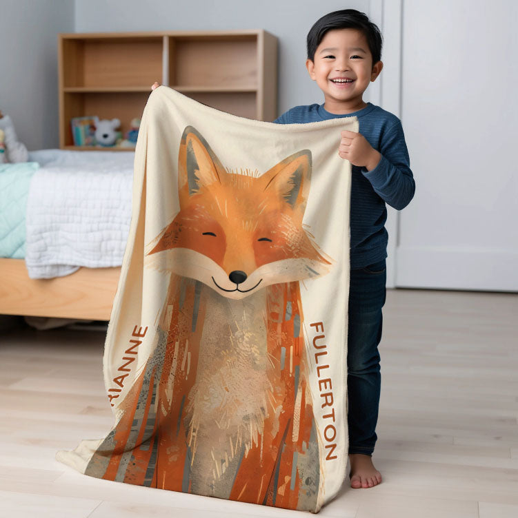 Fox personalized children's blankets - Smiley Snout