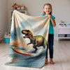 Dinosaur personalized blanket for newborn and kids - Roaring Surfer