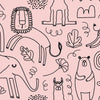 Safari Peel and Stick or Traditional Wallpaper - Rosy Safari Scribbles