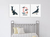 3 Pieces Personalized Whales Wall Art