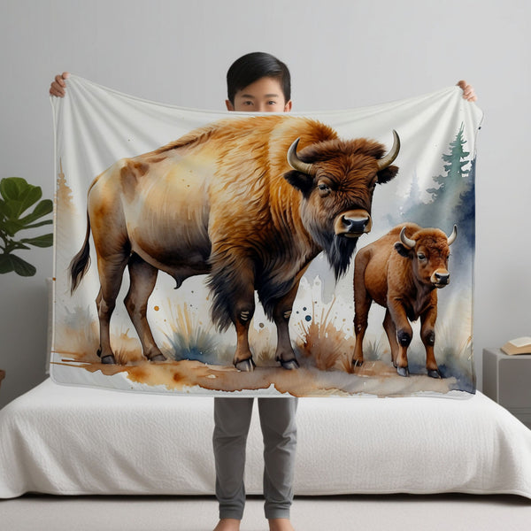 Bison personalized blanket for newborn and kids - Woolly Wonders