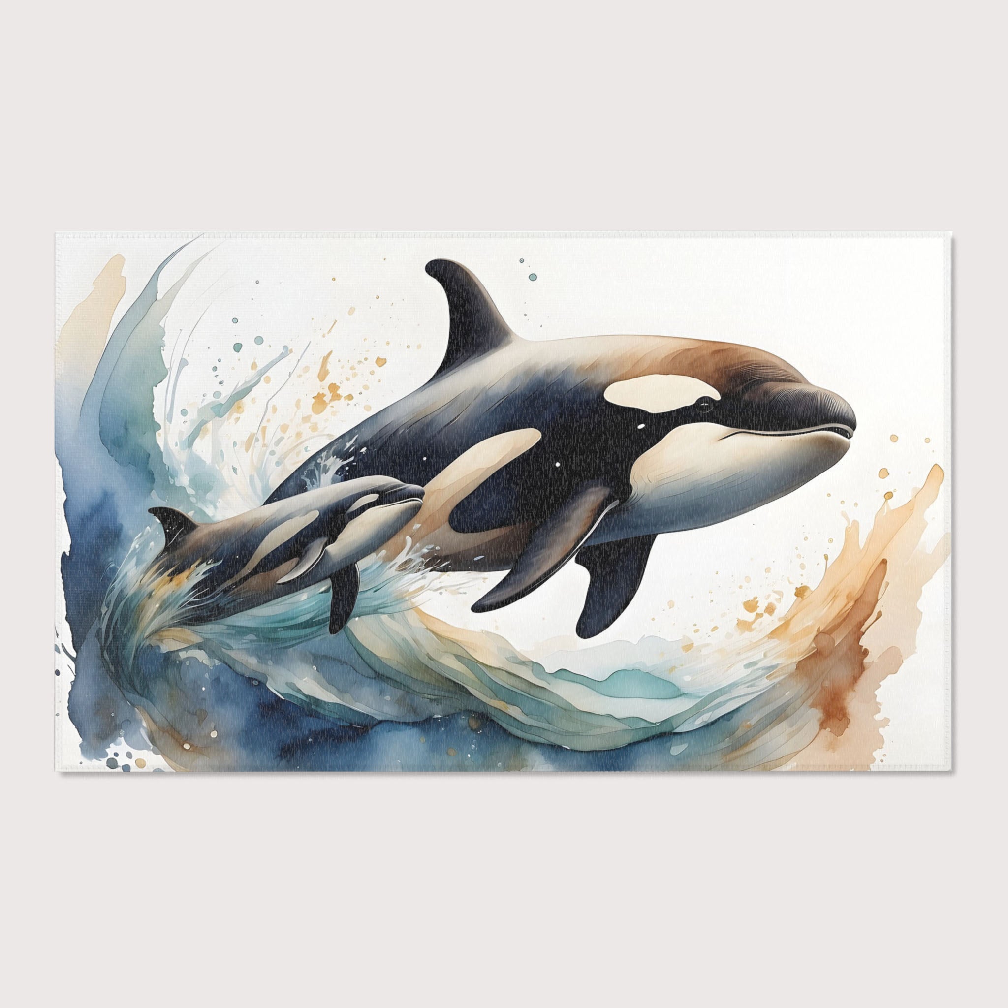 Whale Area Rug for Kids and Nursery Rooms - Orca Joy