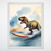 Dinosaur Wall Art for Nursery and Kids Rooms - Roaring Surfer