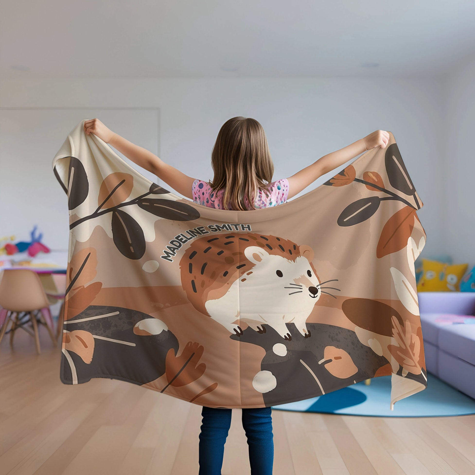 Hedgehog personalized blankets for kids and babies - Hedgy Hideaway