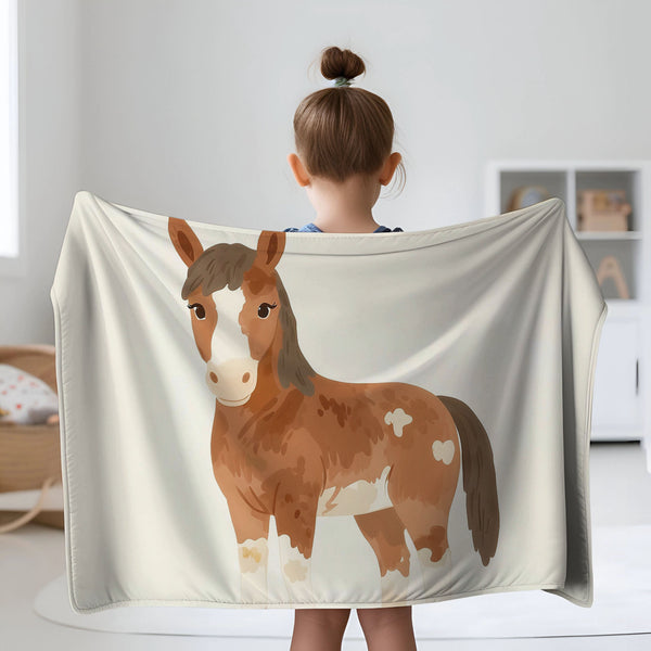 Horse personalized blankets for kids and babies - Playful Pony