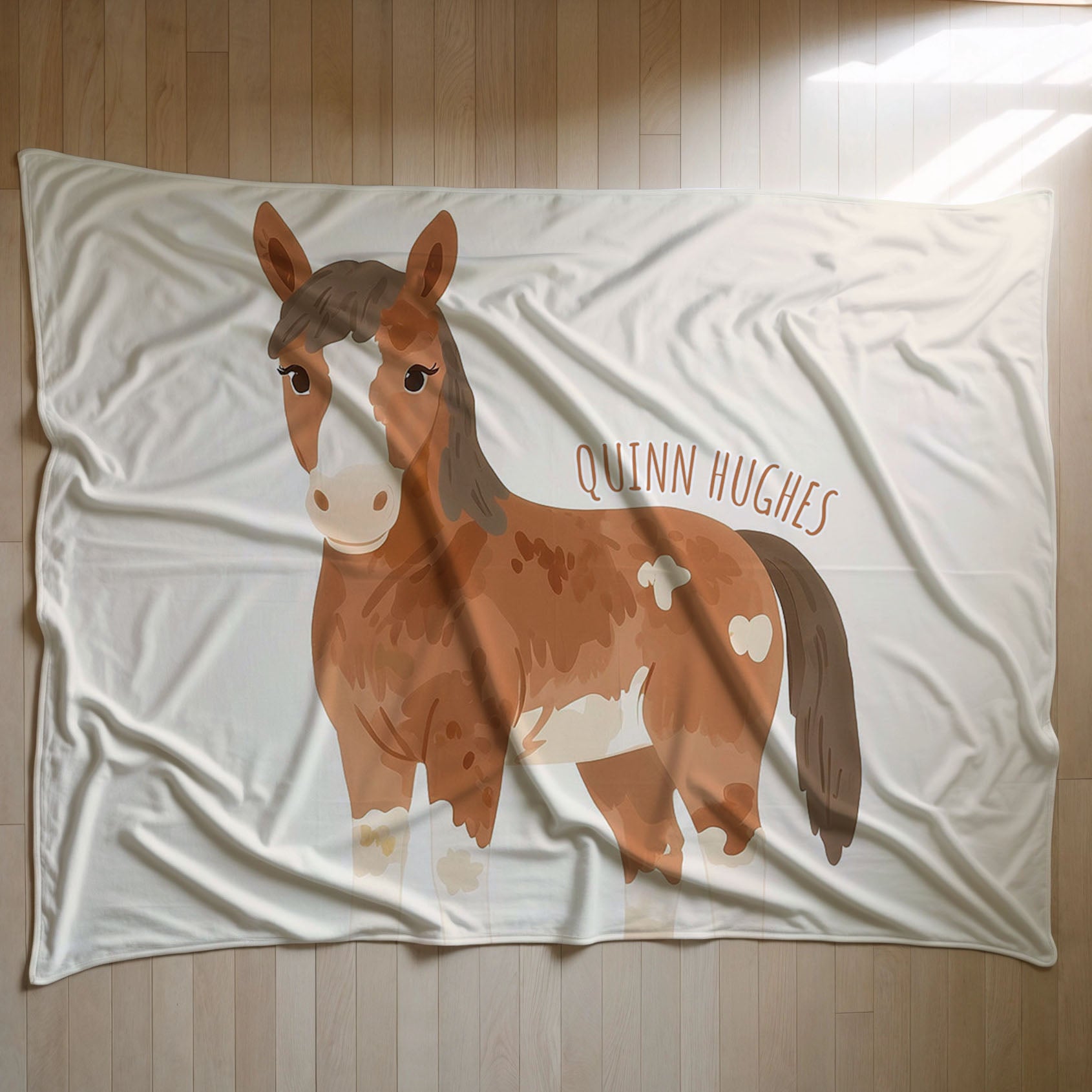 Horse personalized blankets for kids and babies - Playful Pony