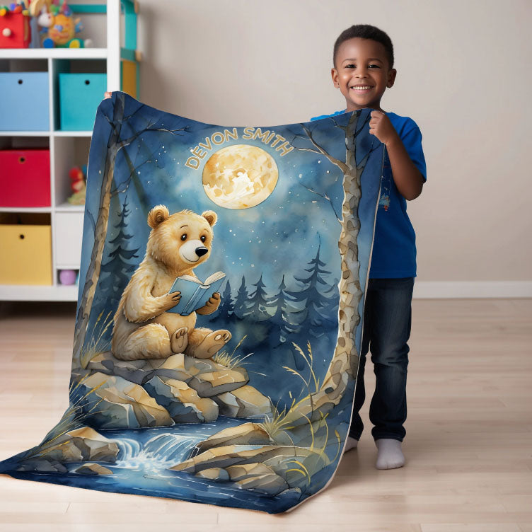 Bear personalized name blankets - Forest Fables