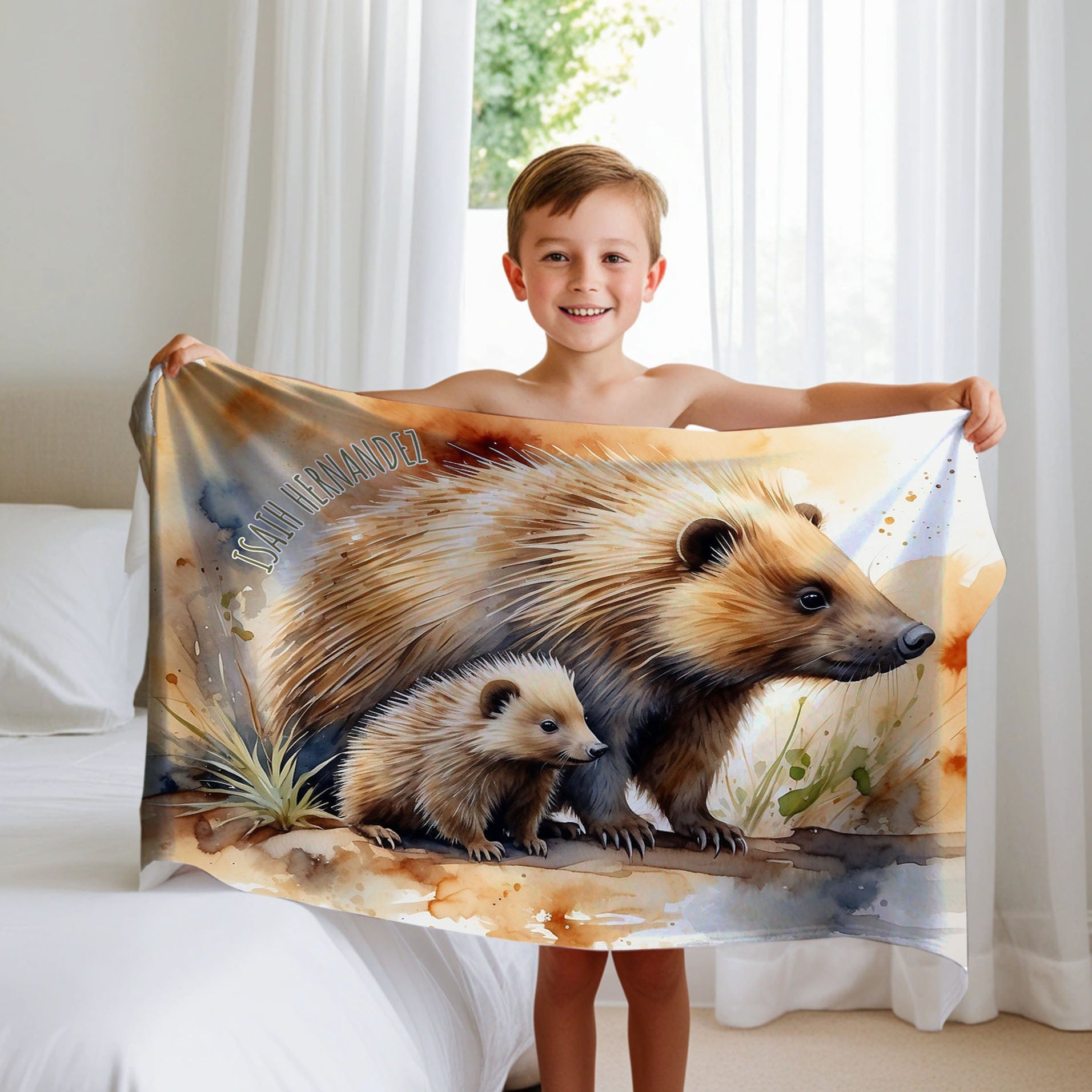 Porcupine personalized blanket for newborn and kids - Quill Quest