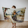 Motorcycle personalized blanket for newborn and kids - Saurus Speedster