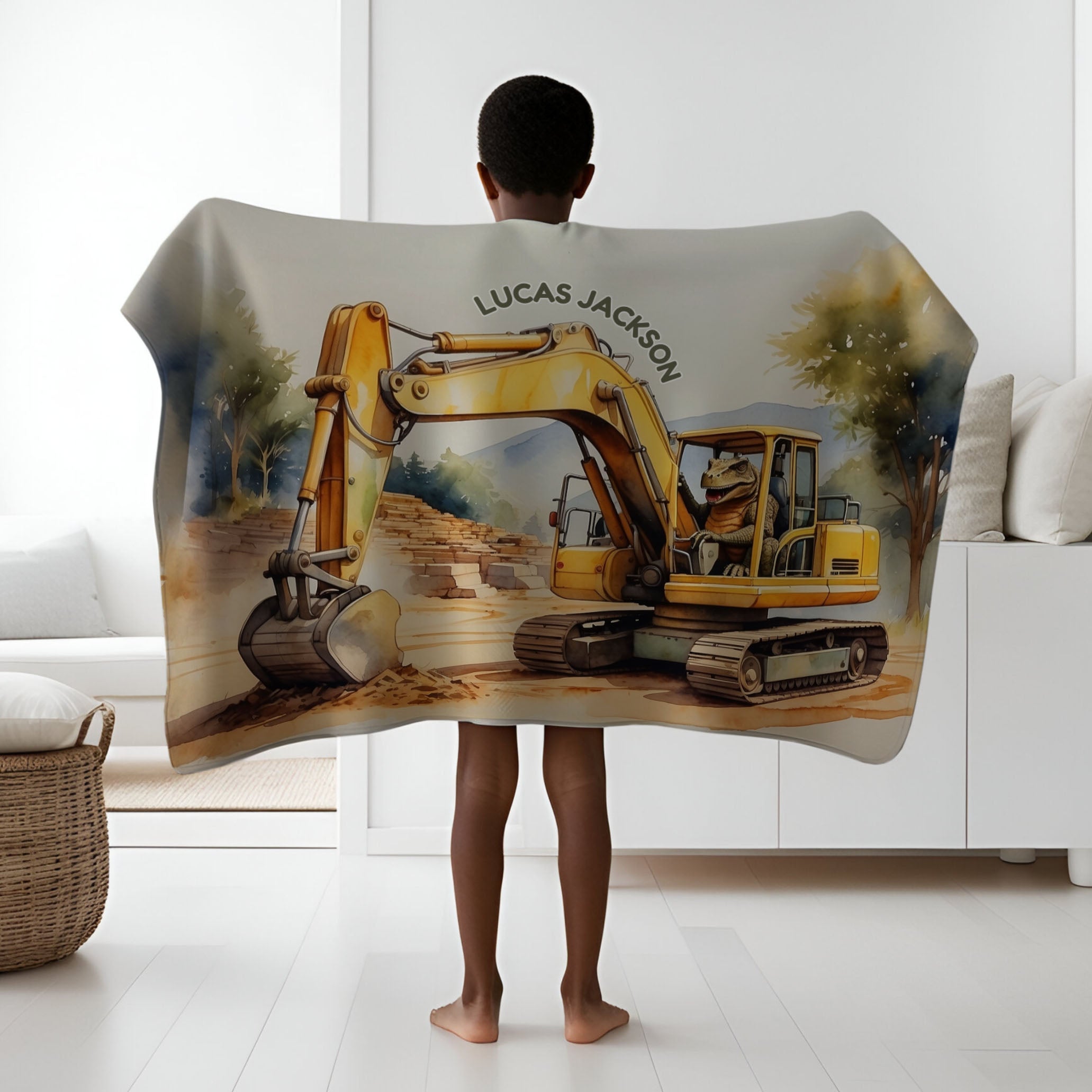 Dinosaur personalized name blankets - Tyranno Trencher