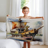 Dinosaur personalized children's blankets - Dino Deck Captain