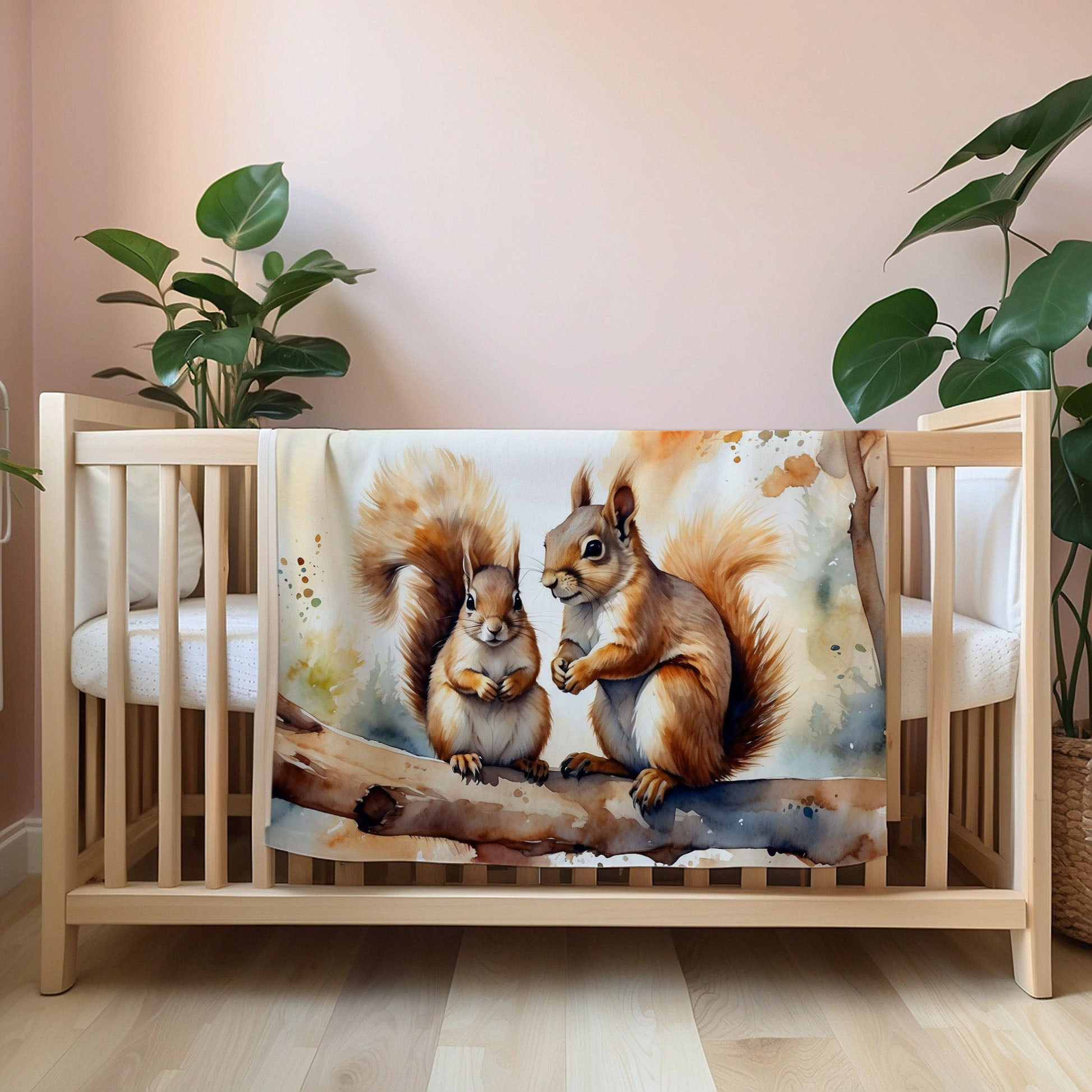 Squirrel personalized blanket for newborn and kids - Acorn Adventures