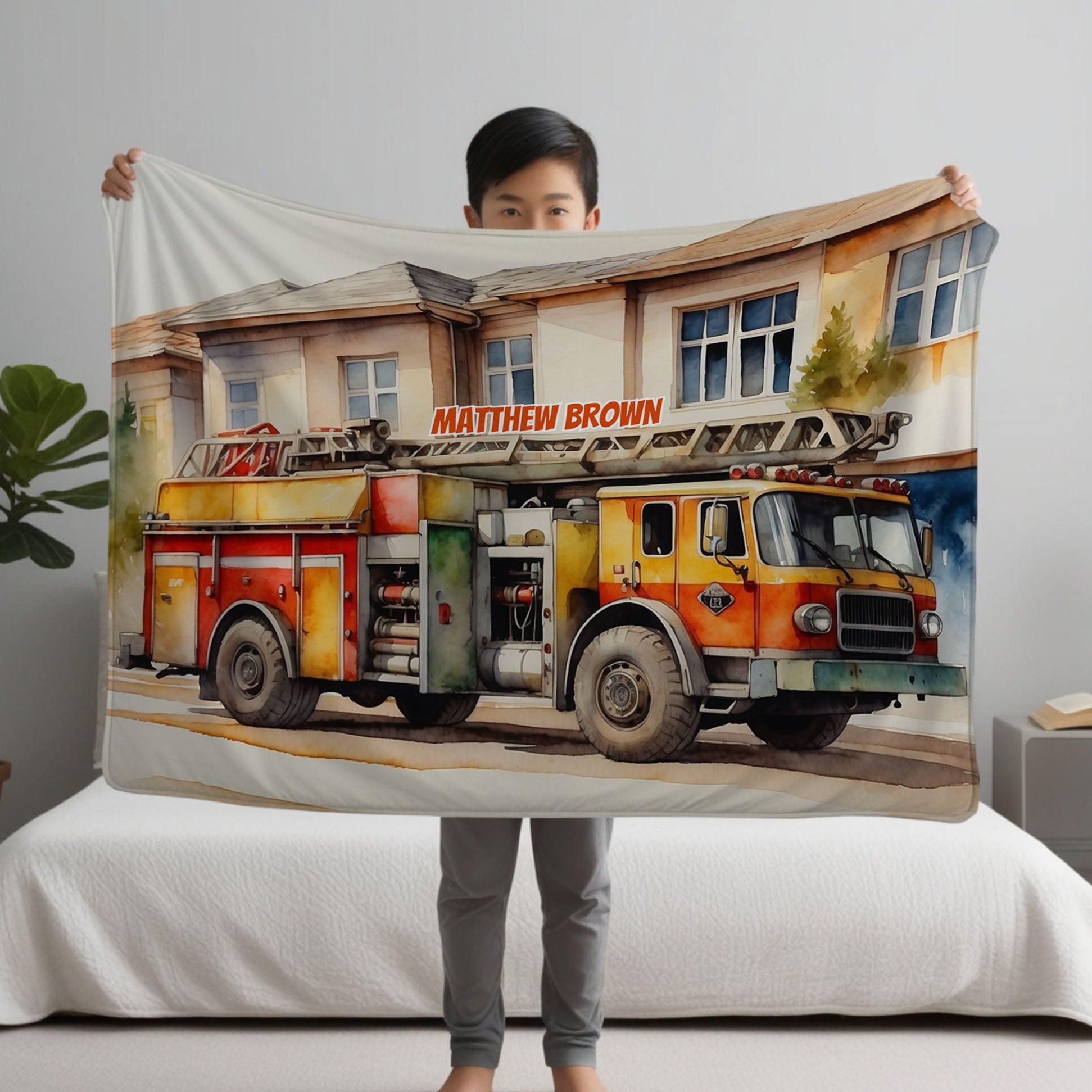 Fire Truck personalized blanket for newborn and kids - Flame Fighter