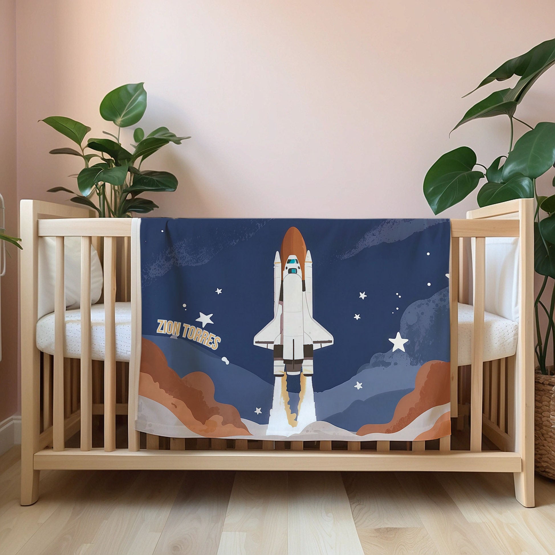 Space personalized blanket for newborn and kids - Moonbound