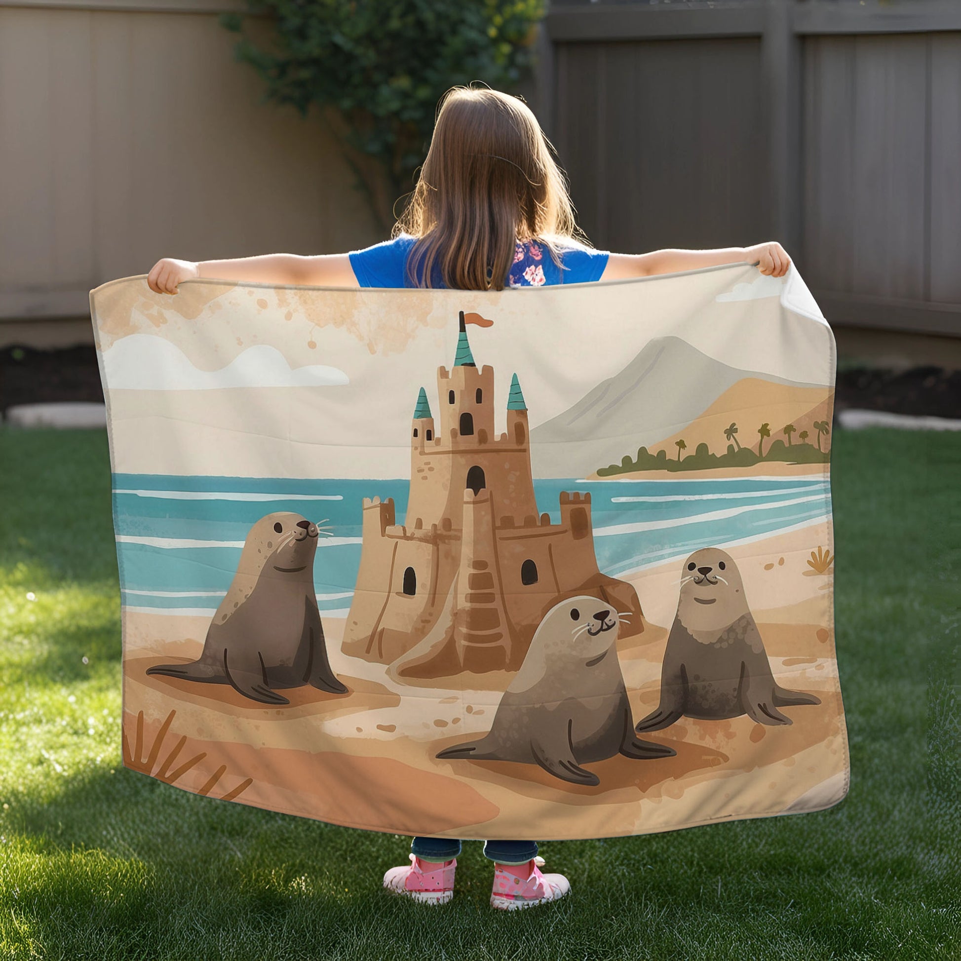 Beach personalized blankets for kids and babies - Seal Kingdom