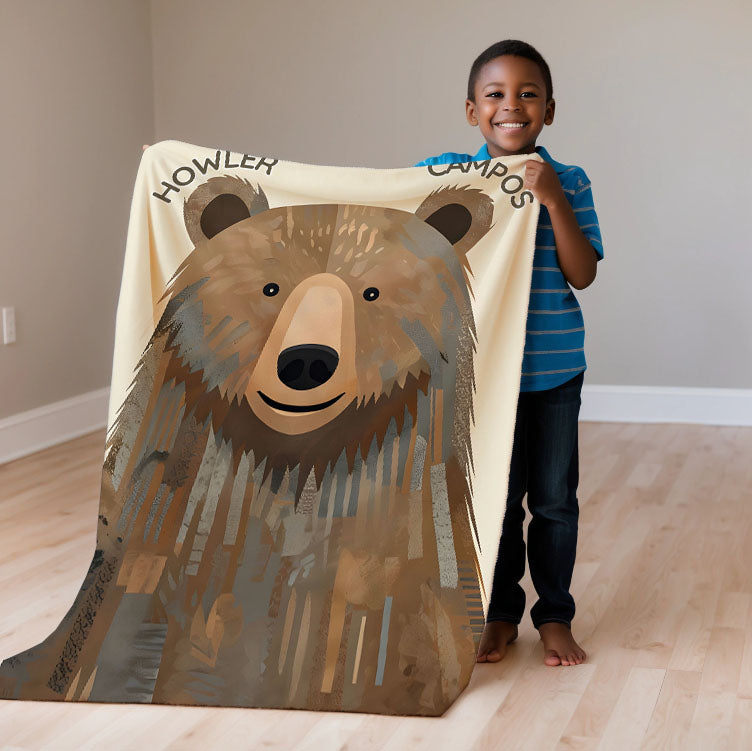 Bear personalized children's blankets - Bear-y Happy