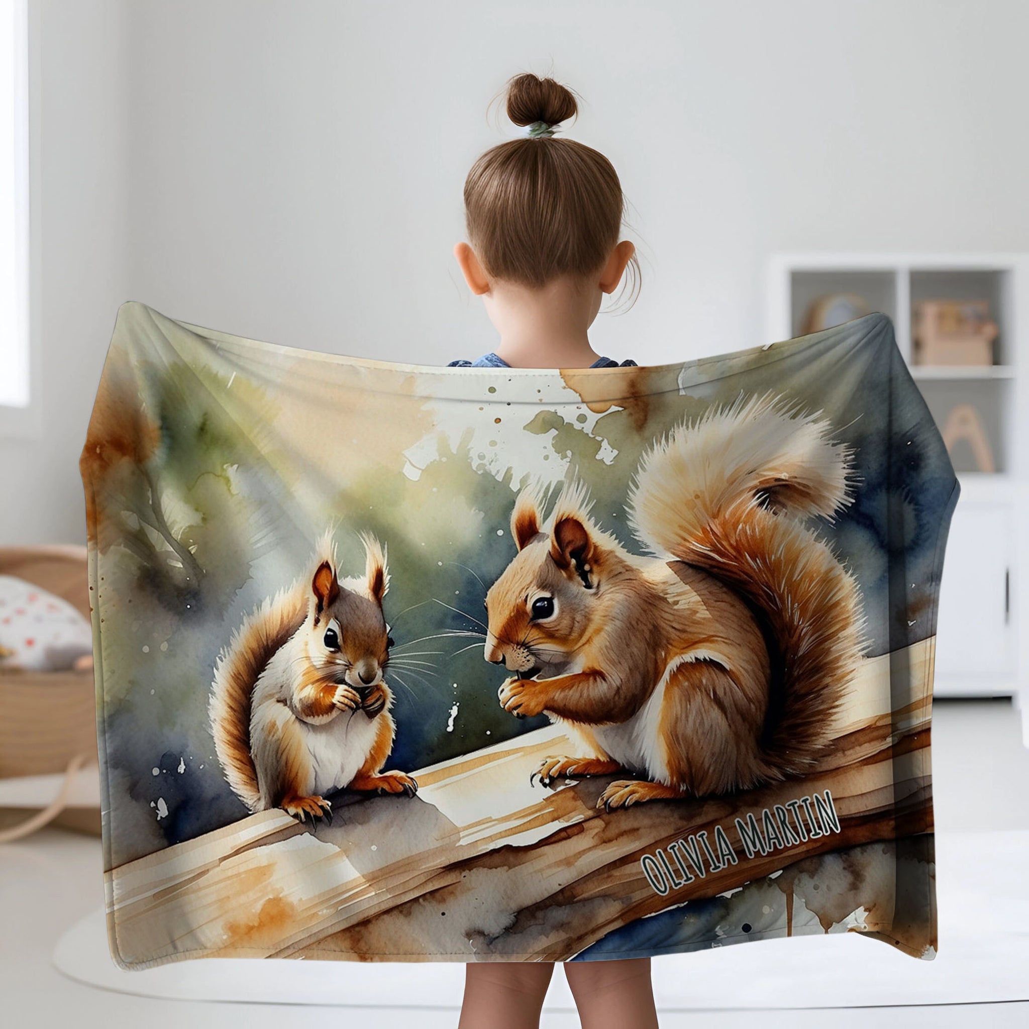 Squirrel personalized blankets for kids and babies - Squirrel Chatter