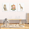 3 Pieces Personalized Safari Animals Wall Art