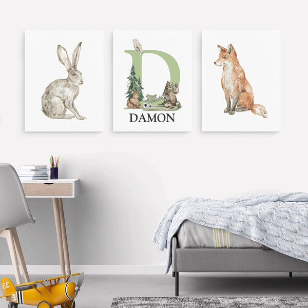 3 Pieces Personalized Woodland Wall Art