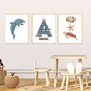 3 Pieces Personalized Sea Animals Wall Art