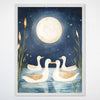 Duck Wall Art for Nursery, Playroom or Kids Bedrooms - Serene Moonlit Pond Scene with Peaceful Ducks - Night Float
